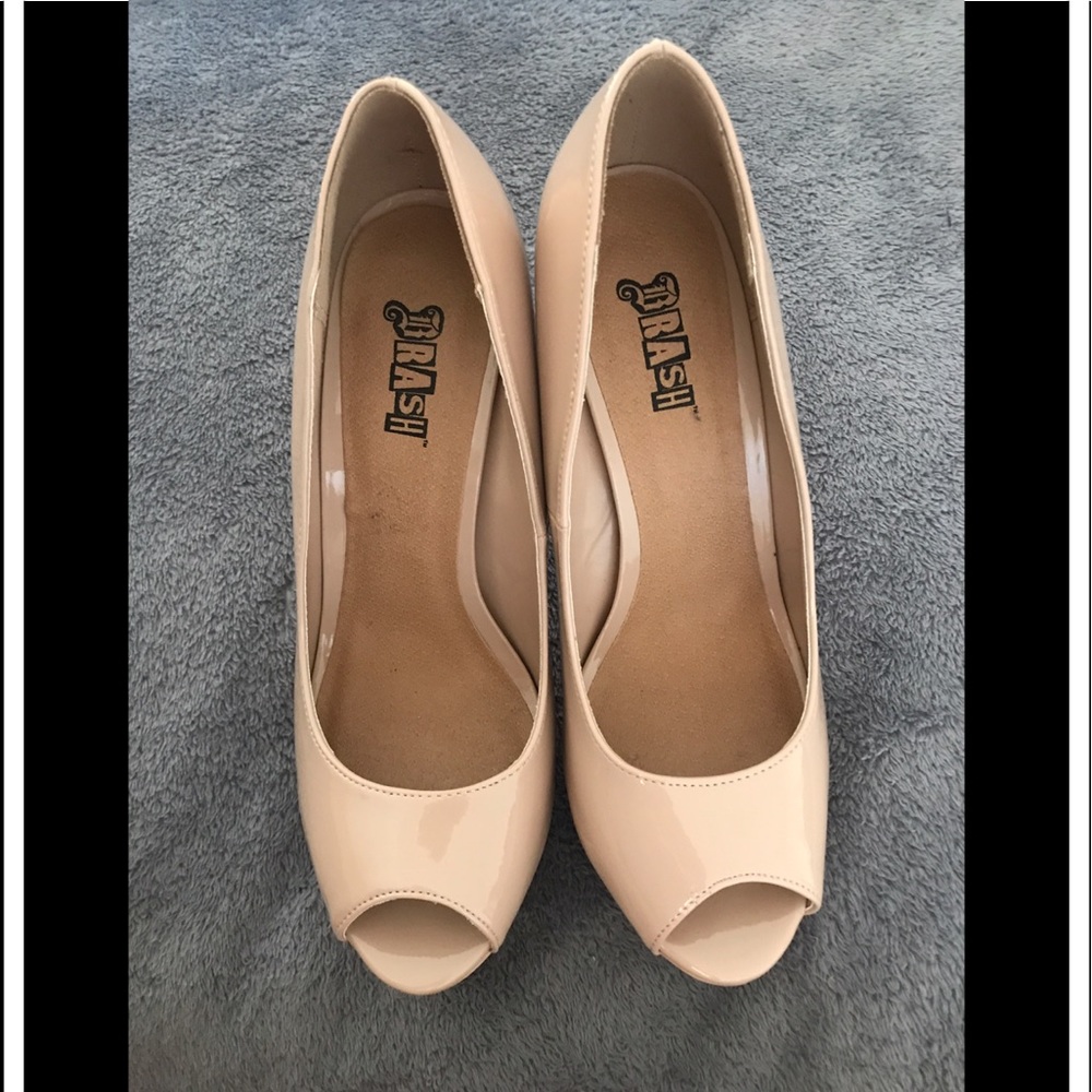 Brash nude peep toe high heels